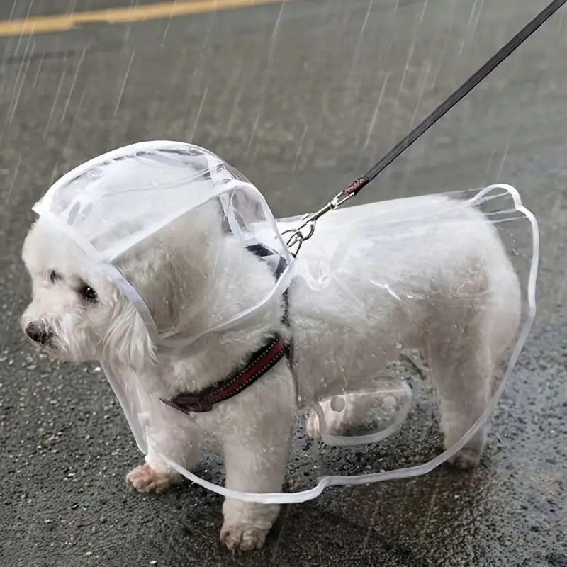 Transparent Waterproof Dog Outdoor Raincoat, Full Body Eva Raincoat with Hood, Soft Shell for Small Medium Dogs, Poodle, Measure Before Purchase