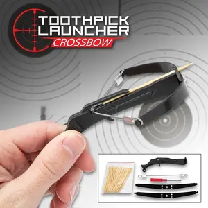 Mini Toothpick Crossbow Kit - Pocket - Sized, Easy Assembly (Comes with Toothpicks & Tools)️, Shoot Toothpicks for Fun Target Practice, Pranks & Desktop Games, Compact Design for Kids & Adults’ Entertainment