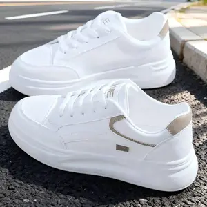 Thick-Soled Women's White Sports Shoes!Pure White / Invisible Height Increase, Soft And Elastic Leather For A Luxurious Feel, Cloud-Like Sole For Walking Without Tiring Feet!Suitable For Daily Outings, Work Commuting, Dating And Shopping, Sports And Leisu