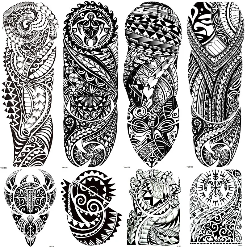 8 Large Tribal Totem Temporary Tattoo Stickers, 4 Full Arm & 4 Half Shoulder Waterproof Fake Tattoos, Ideal for Men Women Parties, Body Fake Tattoos, Ephemeral Tattoos