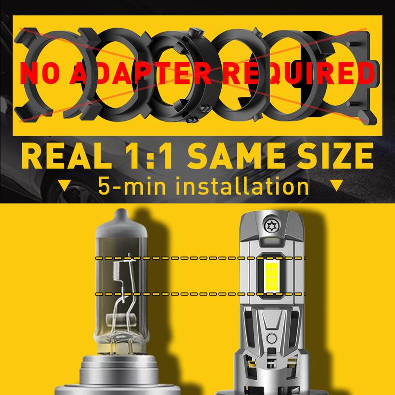AUXITO H7 LED Headlight Bulb 18000LM 600% Brighter, H7 Headlight Bulb,6500K Cool White, 1:1 Size No Adapter Required, Pack of 2