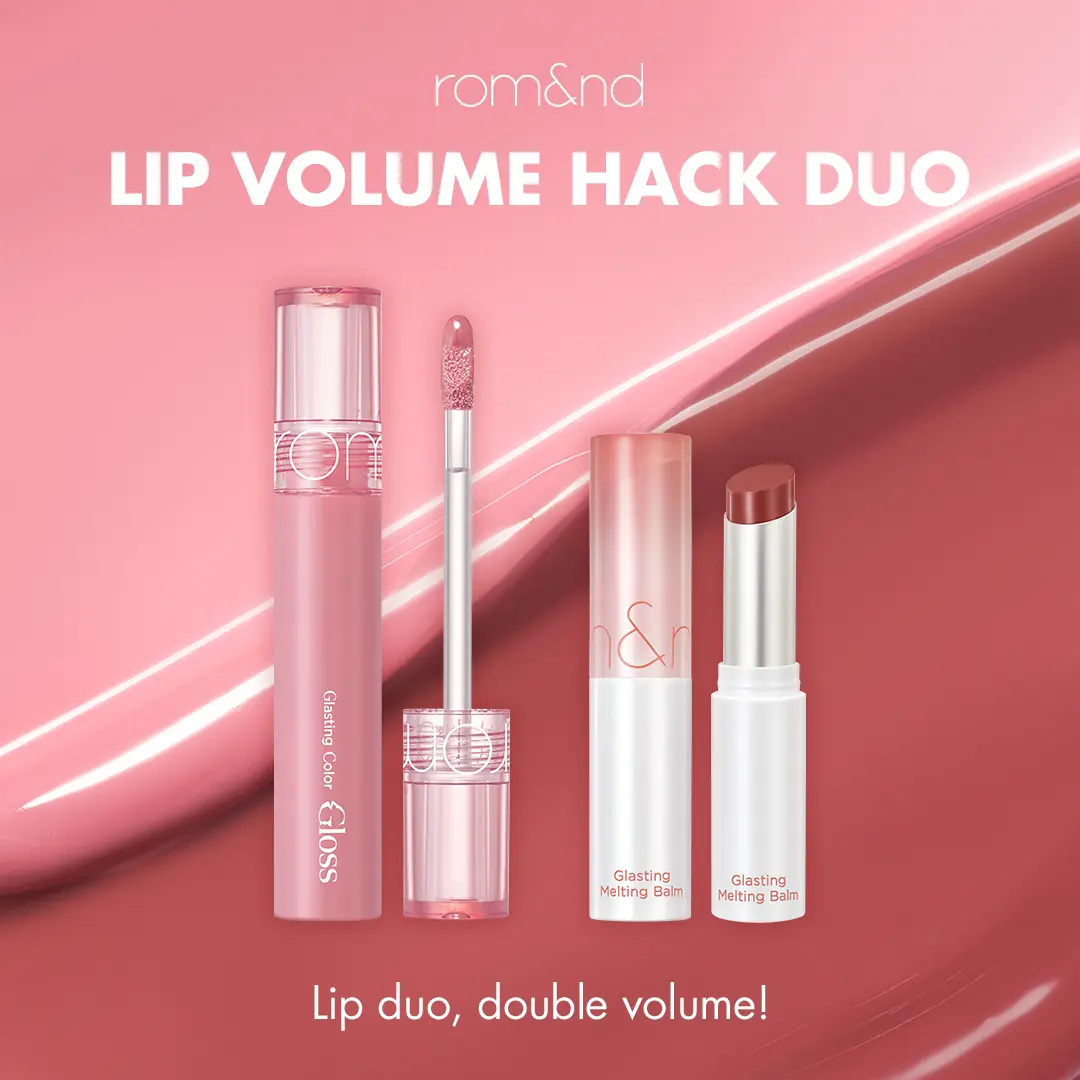 rom&nd Lip Volume Hack Duo, 2-Piece Plumping & Glossy Lip Plumper Kit with Melting Balm (3.5g) & Color Gloss (4g) Cosmetic, Lip Kit, Vegan