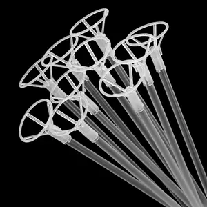 50pcs Balloon Sticks with Cups, 16in Clear Bobo Balloon Holders Large and Long Balloon Stand for Large Birthday Graduation Wedding Party Decorations