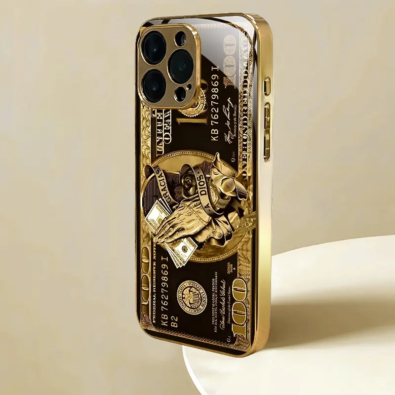 2026 New Wealth-Themed Ultra-Thin Smartphone Casing, Gold-Plated Transparent Full Cover Handheld Accessory with Lens Protector, Drop-Resistant Frame, Scratch-Resistant Back for iPhone 17/15/14/13 & Samsung, Unisex Gift, Accessories, Transparent Lens