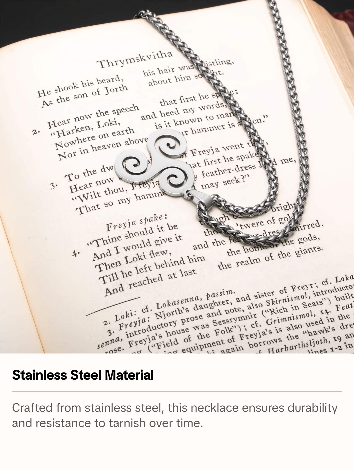 Viking Triskele Stainless Steel Pendant Necklace