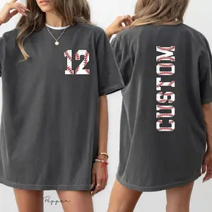 Custom Baseball Number and Name Tshirt,Comfort Colors Baseball Custom Shirt,Baseball Mom Tee,Personalized Baseball, Game Day, Custom Sports women