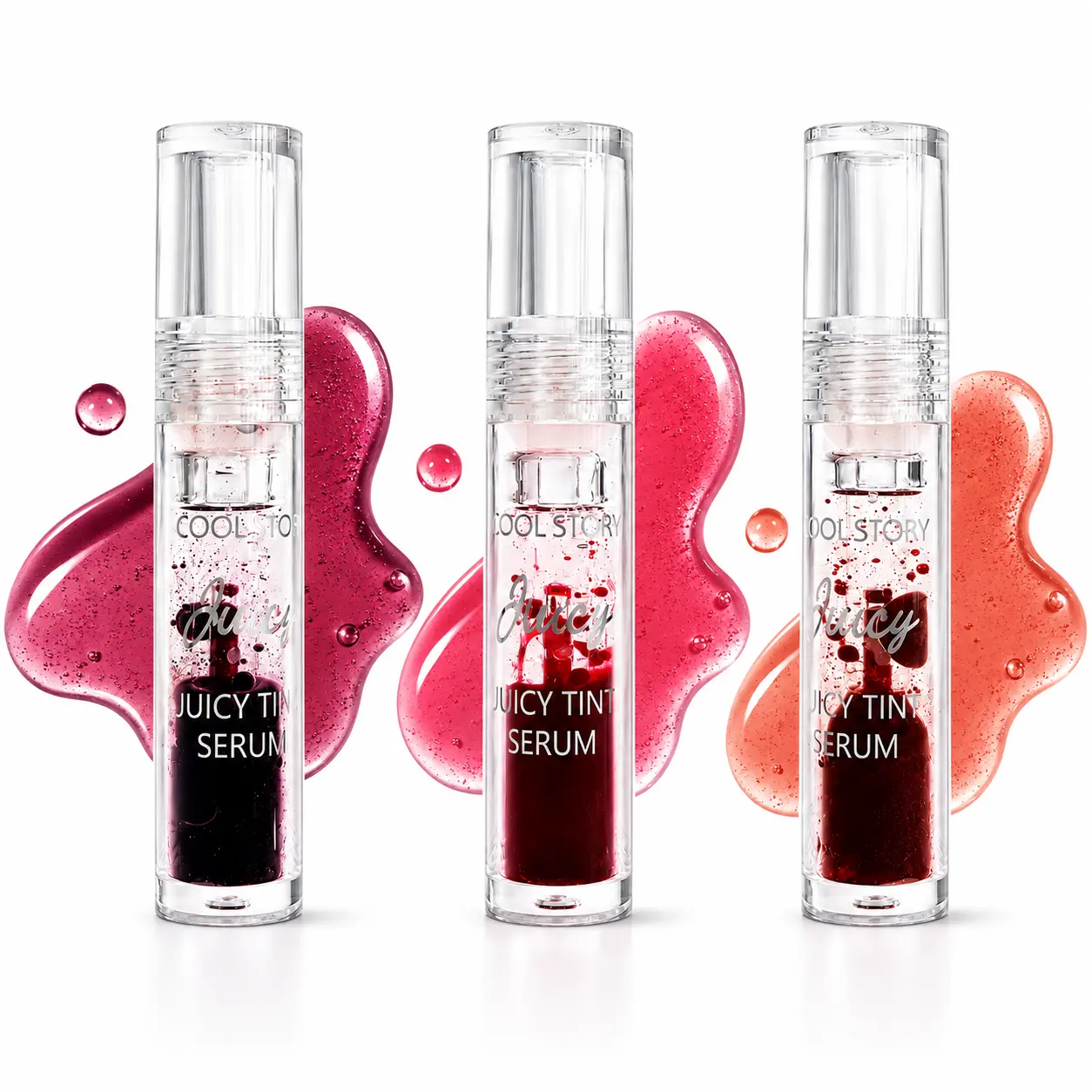 3-Pack Cool-Tone Purple Berry Nude Lip Tint Serum, Oil-Water Separation Long-Lasting Stain, Daily-Use Gloss for Fair Skin