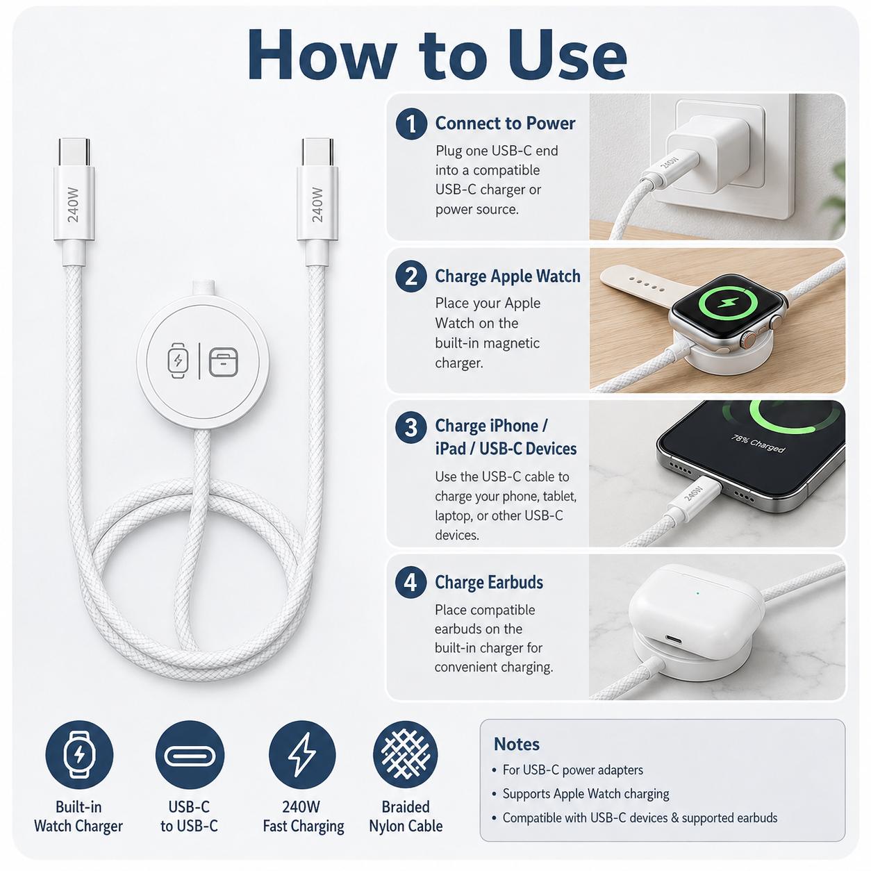 Portable charging cable