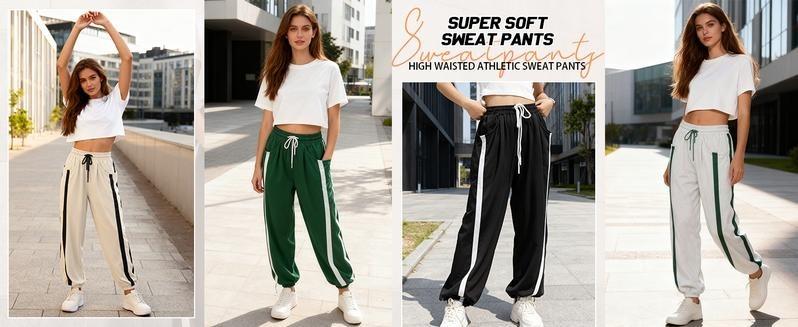 Striped Cinch Bottom Pants Sweatpants for Women Y2k 2025 TikTokShopHolidayHaul Christmas Athletic Joggers Lounge Pants with Pockets