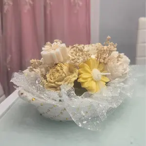 BLOOMING FLOWER BASKET (11-piece set)  HANDMADE CANDLE