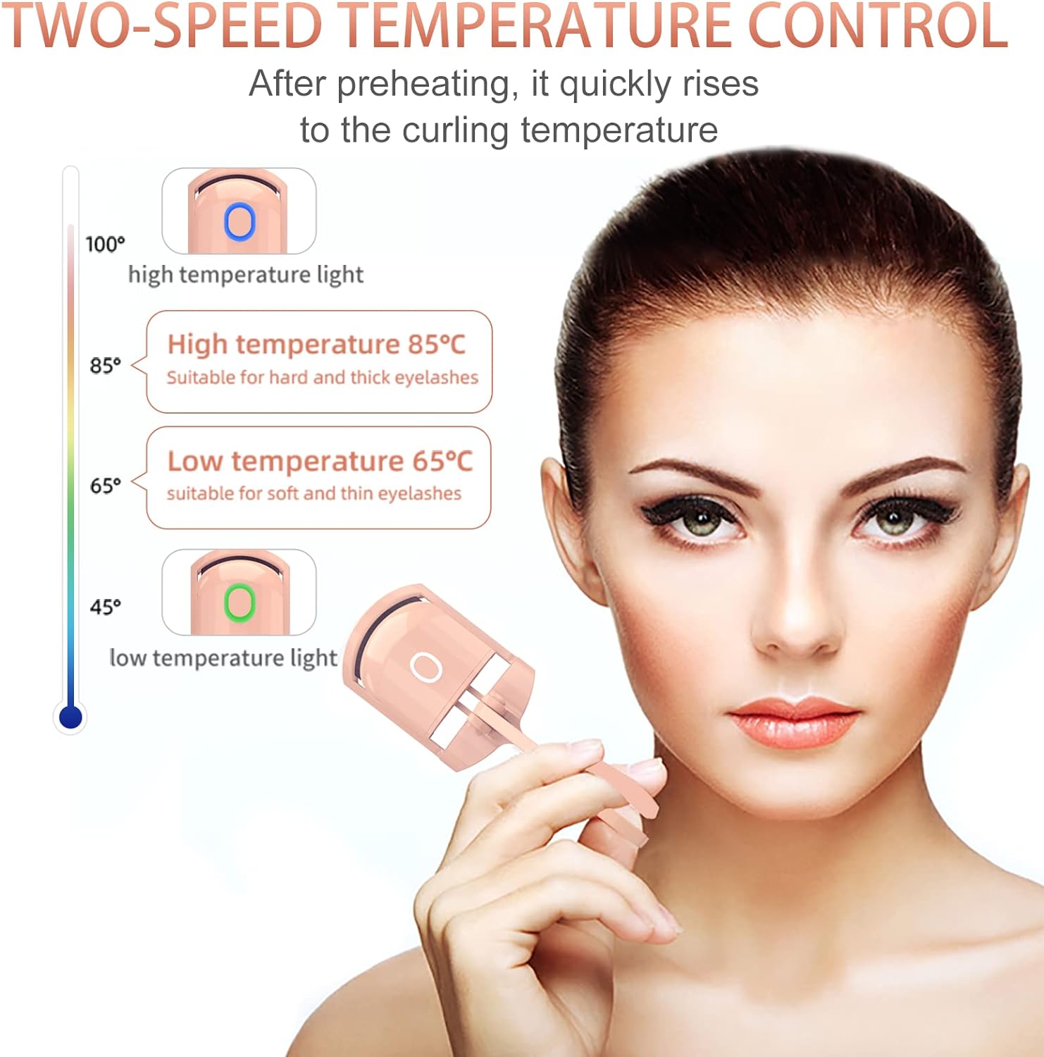 Heated Eyelash Curlers,Rechargeable Electric Eyelash Curler,Heated Lash Curler,Handheld Eyelash Heated Curler,2 Heating Modes with Sensing Heating Silicone Pad(Pink) Compact Cosmetic Heated Eyelash Curlers,Rechargeable Electric Eyelash Curler,Heated Lash Curler,Handheld Eyelash Heated Curler,2 Heating Modes with Sensing Heating Silicone Pad(Pink) Compact Cosmetic