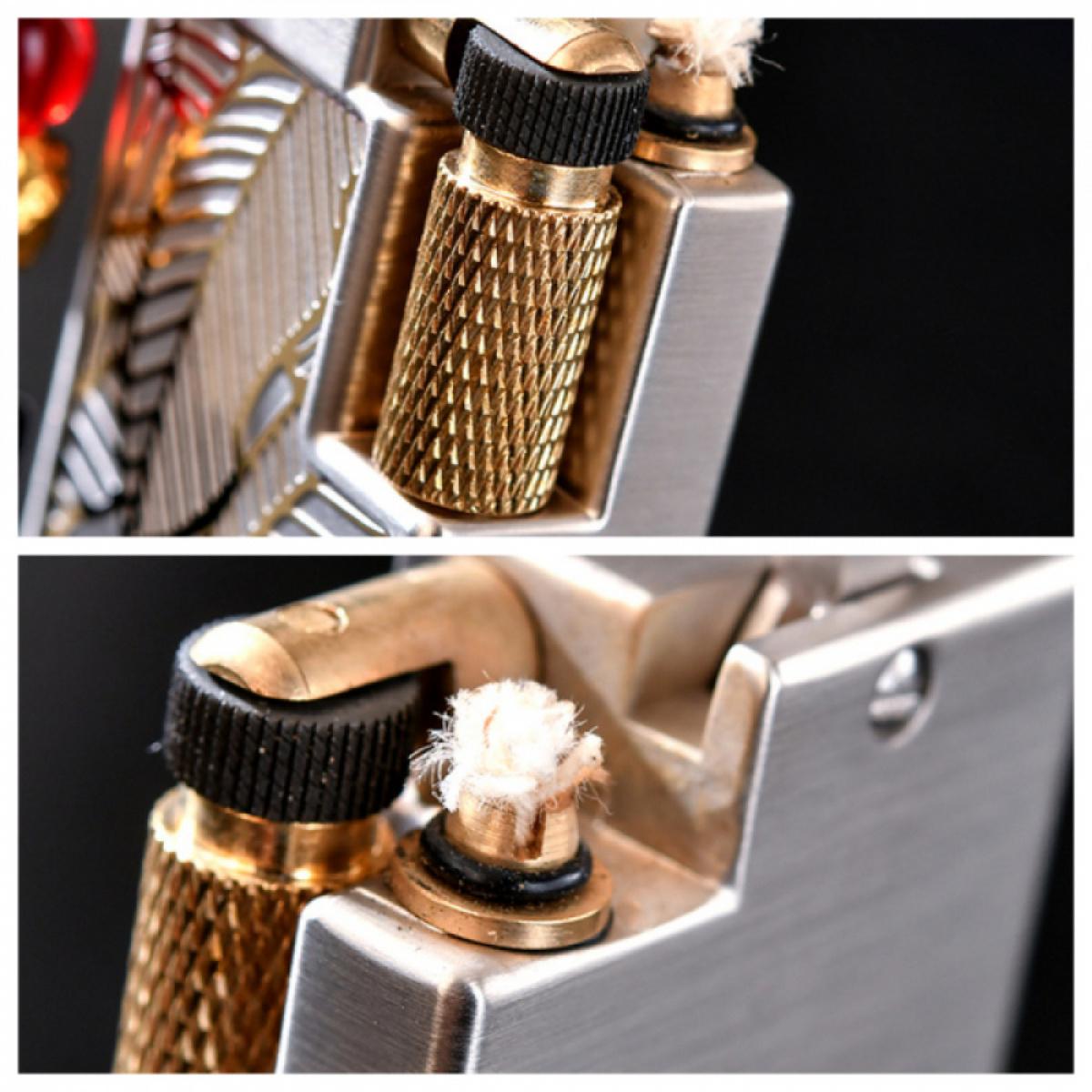 Elegant Vintage Liquid Lighter Full Metal Body Clear Oil Tank Durable Portable Igniter Perfect Gift For Father Him Men (Without Fuel)