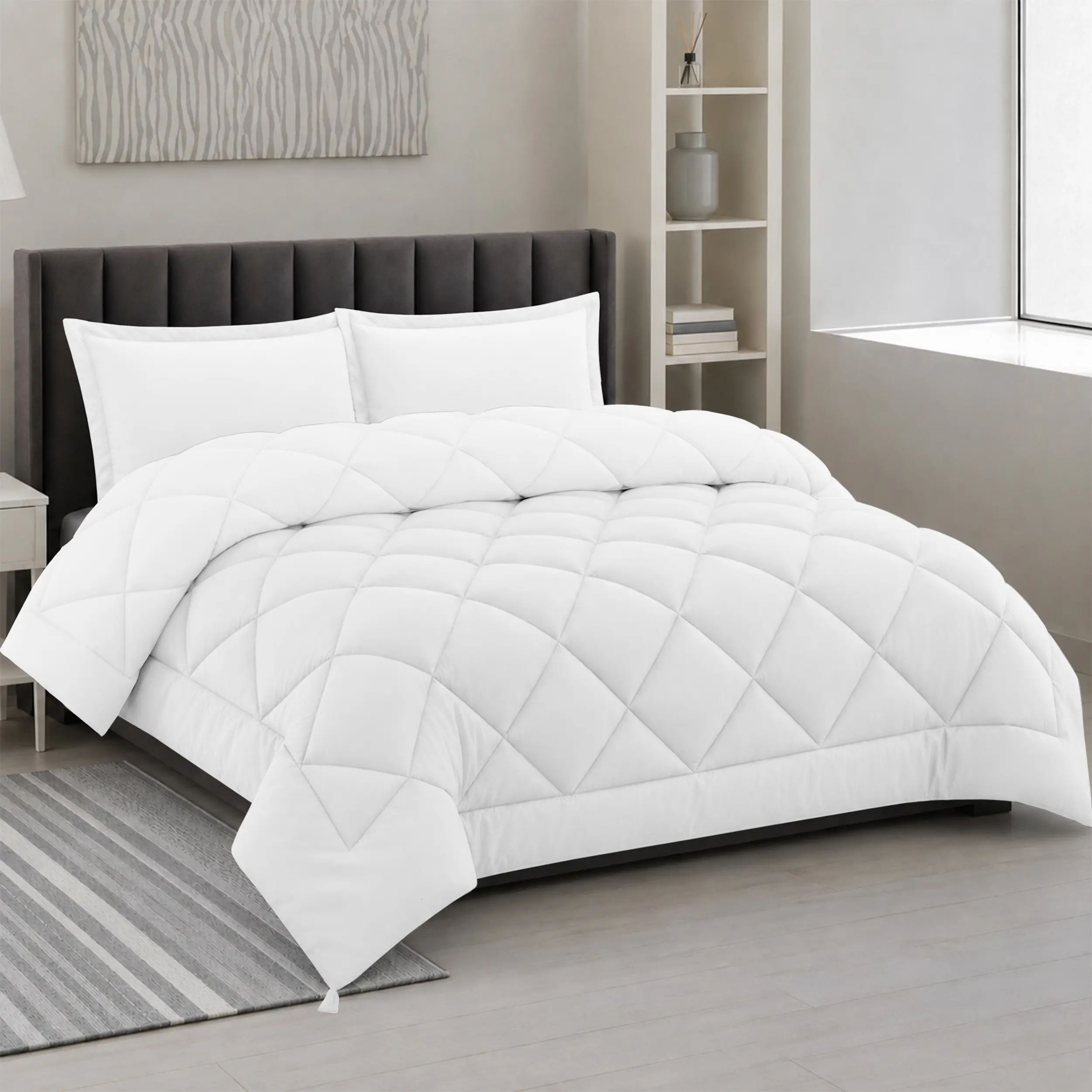 Lux Decor 3 Pcs Comforter Set - All-Season Fluffy Reversible Comforter Set - Easy Care with Soft Filling- Soft Breathable Duvet Insert