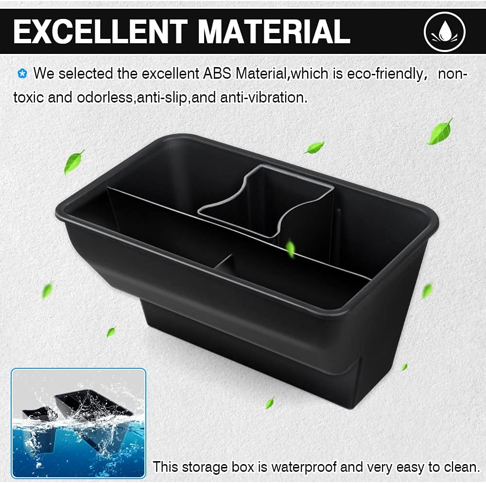 Canvcle Rear Center Console Organizer for Tesla Model Y 2020-2024 Accessories 2nd Row Back Seat Storage Box Under Seat Rear Middle Air Outlet Trash Can Container Bin ABS Black