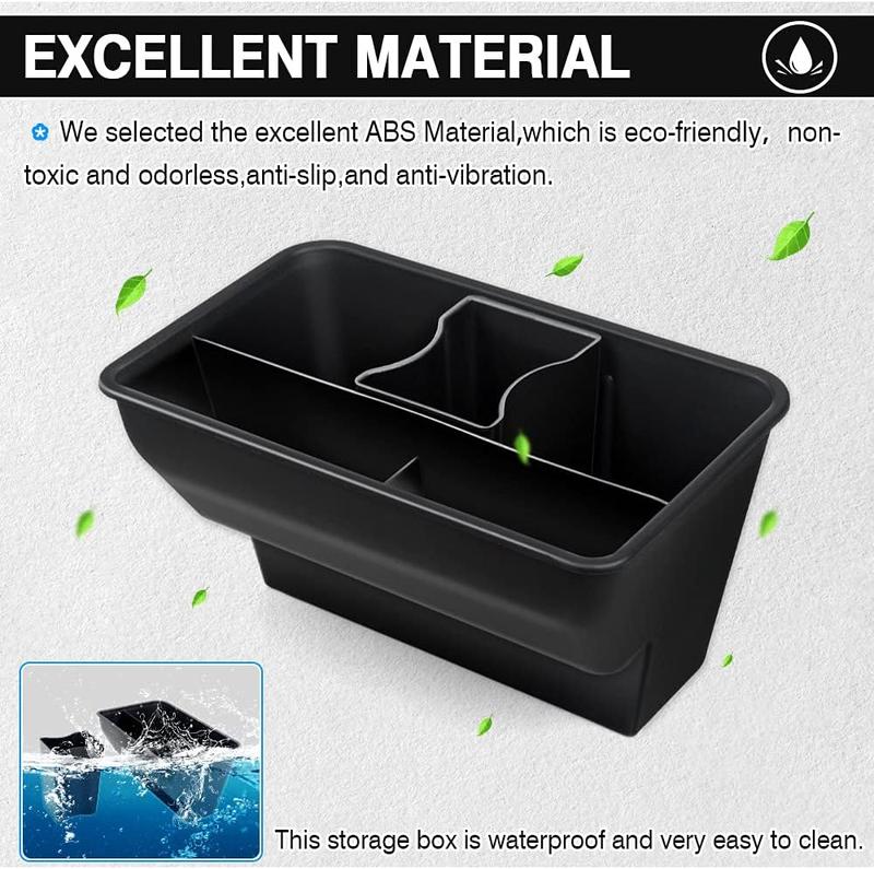 Canvcle Rear Center Console Organizer for Tesla Model Y 2020-2024 Accessories 2nd Row Back Seat Storage Box Under Seat Rear Middle Air Outlet Trash Can Container Bin ABS Black