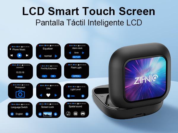 Z--ZIHNIC S16 AI Translation Earbuds, Smart LED Touchscreen, Multi-Mode Bluetooth, Real-Time App Voice Translator, IPX5 Waterproof