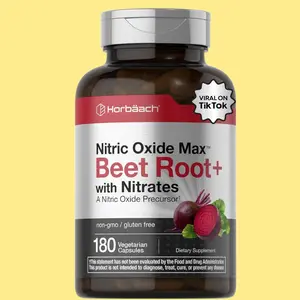 Horbäach Nitric Oxide Beet Root Capsules | 180 Count | with Nitrates and Precursor | for Men and Women | Vegetarian, Non-GMO, Gluten Free Supplement
