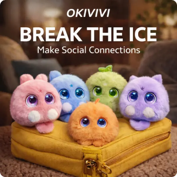 OKIVIVI Unisex Voice-Activated AI Companion Electronic Pet Toy - Soft Faux-Fur Desk Accessory, AI Interaction, Expressive LED Eyes, Touch Response, Memory-Style Chat, Type-C Charge, Everyday-Ready, Wipe Clean Only, Ages 12+, 12+ Years