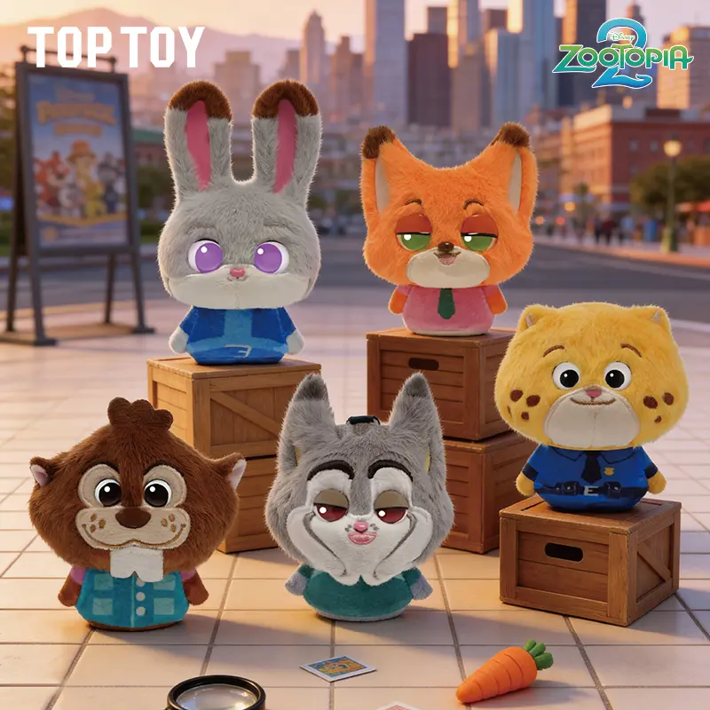 TOPTOY Zootopia 2 Bouncy Plush Blind Box Keychain - Official Merchandise Collectible Figurine, Soft Fluffy Surprise Character Toy, Gift for Women & Fans, #Summervibes