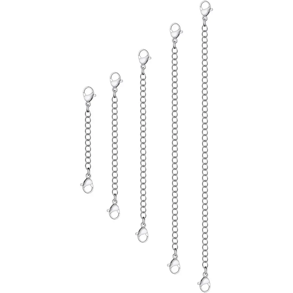 5 count  Stainless Steel Necklace Extender Chain Links  Lobster Necklace Extenders for Necklaces Bracelet Anklet Stainless Steel Chain Extenders for  Making (2in 3in 4in 5in 6in)