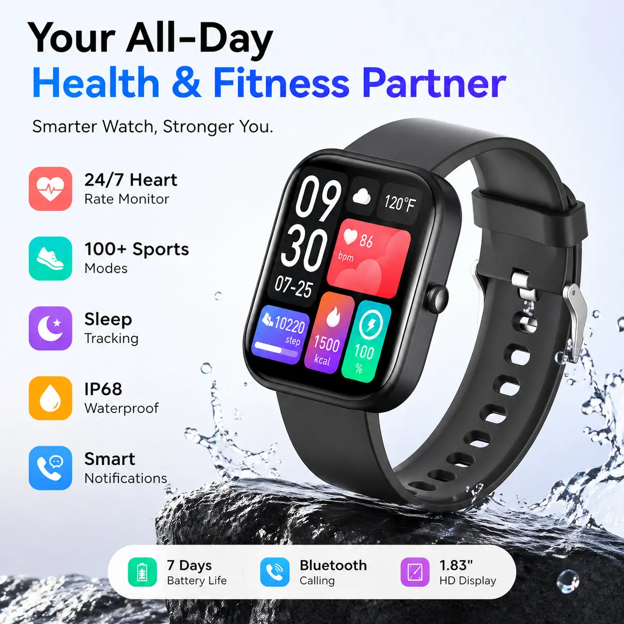 [Summervibes] Tukio 2026 Smartwatch 1.85" Touchscreen with 120+ Exercise Modes Sleep Monitoring & Wireless Connectivity for Holiday Gifts & Fitness Tracking tiktokshopbacktoschool,back to school,back to school haul