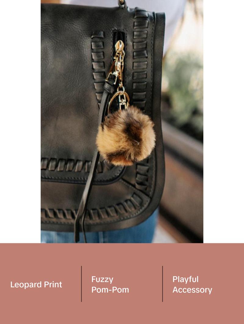 shea leopard pom pom keychain