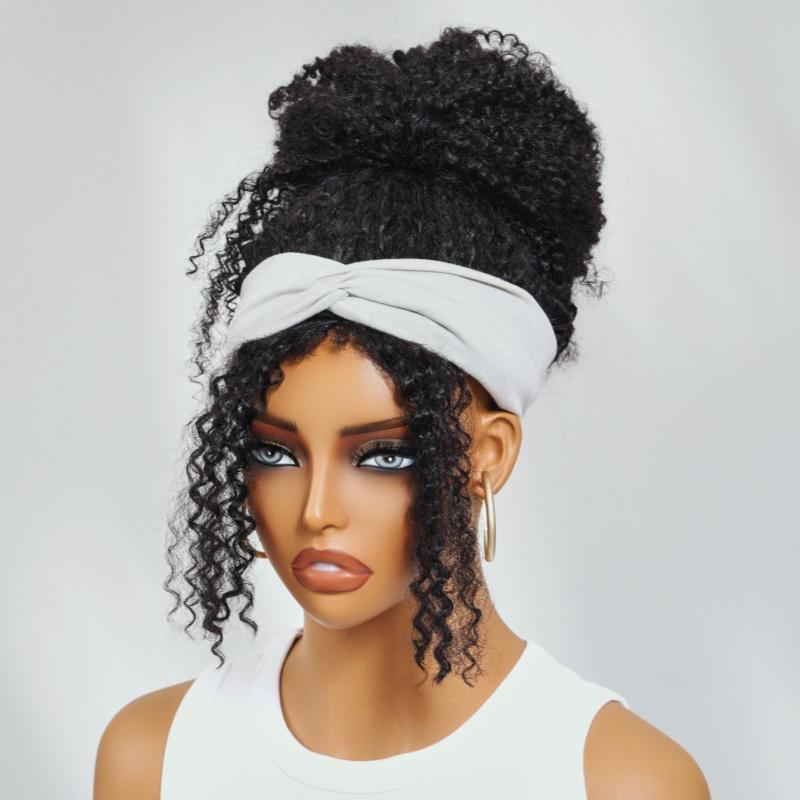 【4C Edges】UNice Glueless Flip Over 3/4 Half Kinky Curly Wig with Drawstring  No Leave Out Natural Hairline Beginners Friendly Human Hair Wigs SpringStatements