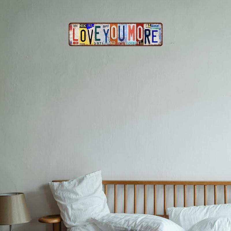 Love You More Sign Vintage Metal Tin Signs Love You More Sign Above Door Street Signs For Home Bar Coffee Wall Art Decor 16 X 4 Inches