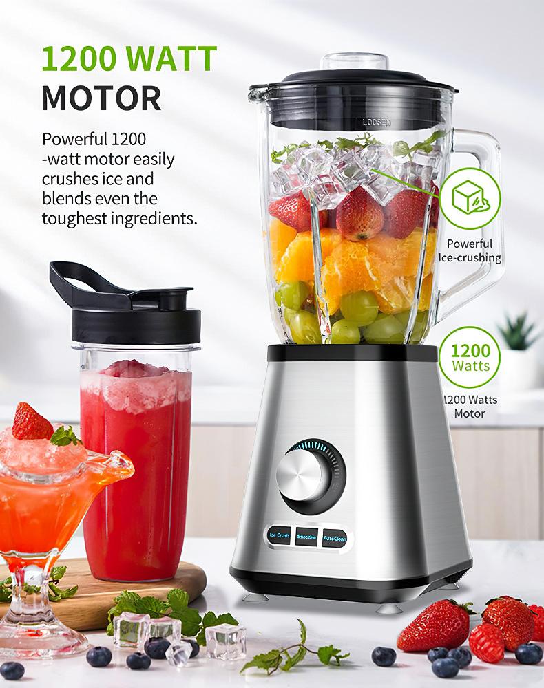 Blender Cup 1200W & Grinder Combo 30,000 RPM Powerful Motor Smoothie Kitchen Countertop Blender 1.5L Large Capacity Smoothie & Grinder Combo Crushes Ice for Cold Drinks, Fruit Purees, Milkshakes, Juices