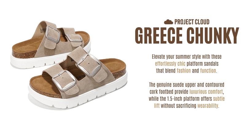 Project Cloud Women's | Genuine Leather Platform Sandals | ProjectPlush | Non-Slip - Greece Chunky