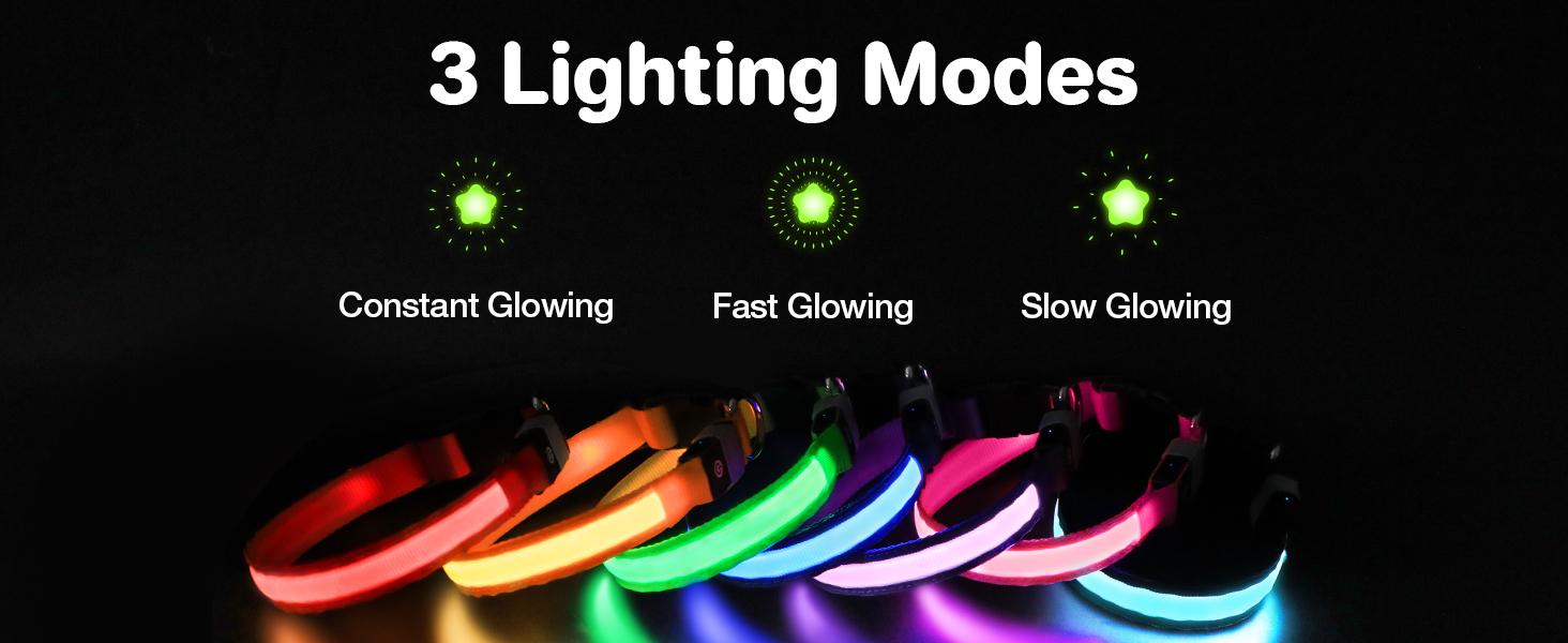 Light-Up Dog Collar,Rechargeable LED Dog Collar ,Durable and Waterproof Adjustable,for Night Walking, Glowing Dog Collar for Enhanced Visibility & Safety, Gift for Pets, Dog Accessories