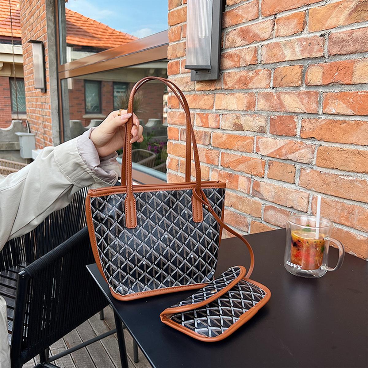 Premium PU Leather Tote Bag, Small  Large Sizes, Spacious Lightweight Shoulder Bag for Daily Work & Travel &Sports Outdoors Date Gifts for girls and ladies