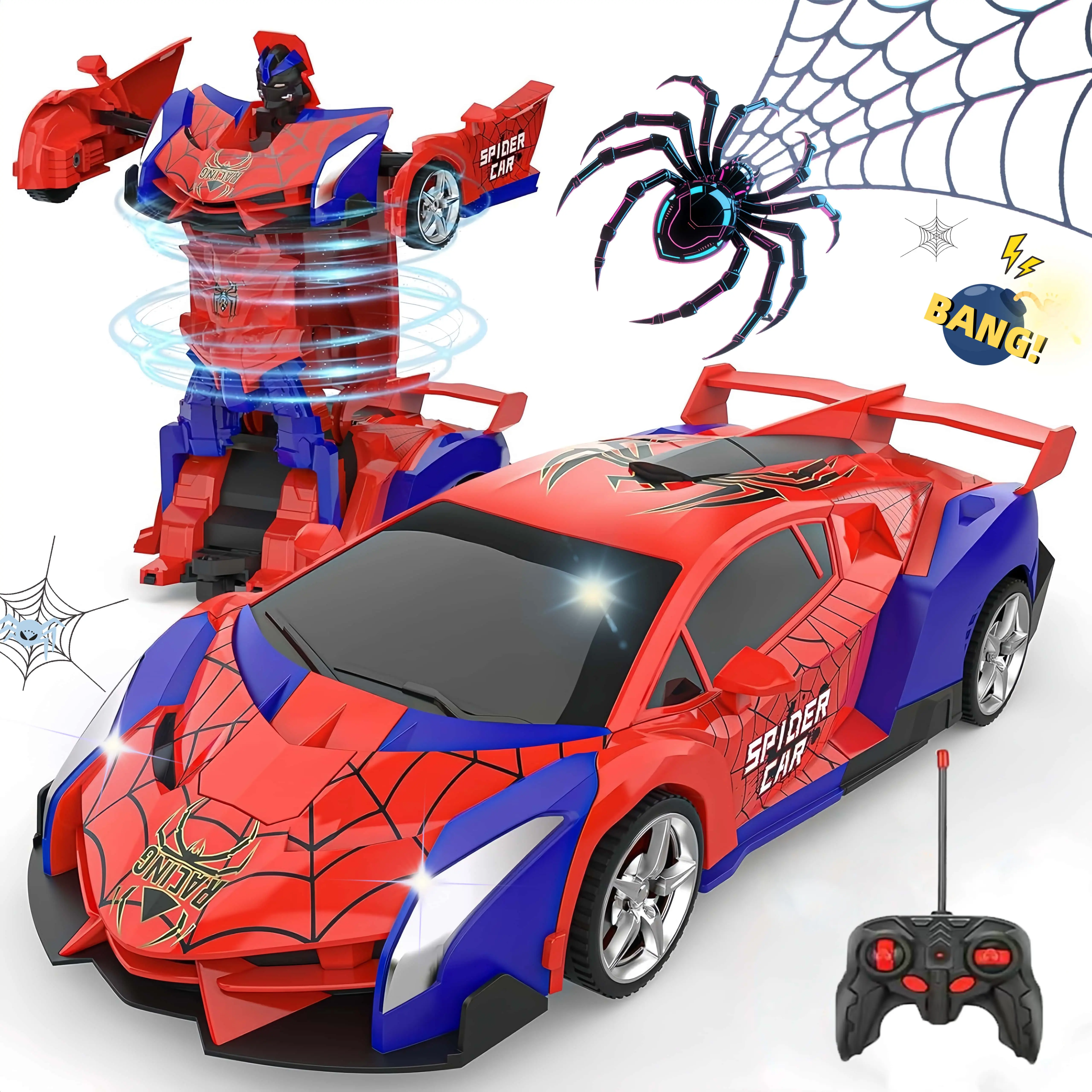 2-in-1 Transforming RC Robot Car - Transformer Car, 360° Rotation, 2.4G Multi-RC Remote Control, Robot Mode, ABS Plastic Stunt Toy, Battery-Powered Vehicle, Kids Ages 3+ Gift, Indoor/Outdoor Play