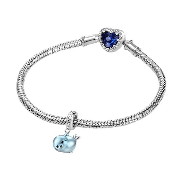 GNOCE S925 Sterling Silver Heart Shape Charm Bracelet for Youth, Durable Enamel & Diamond Accents Jewelry, Anti-Tarnish Birthday Present Unisex Accessory