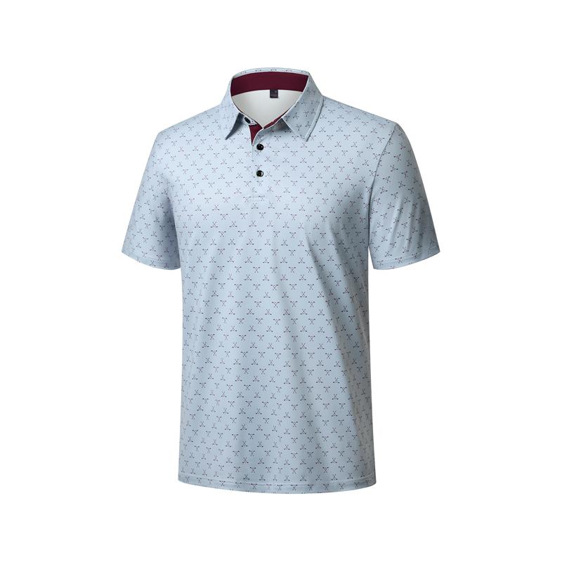 Alimens&Gentle Men's Printed Collar Short Sleeve All Over Print Polo Shirt, Moisture-Wicking, Lightweight, Stretchy, Regular Fit, Versatile for Daily or Business Casual