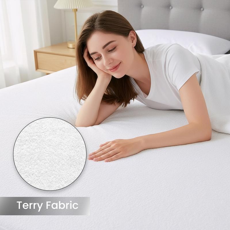 Utopia Bedding Waterproof Mattress Protector – Soft & Breathable Premium 200 GSM Terry Cover – Fitted Sheet Style with Deep Pockets (King & Queen 17”, Full & Twin 15”) – White