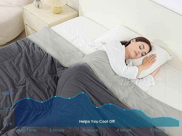 HulooSleep Cooling Comforter - Cooling Blankets for Hot Sleepers, Lightweight Comforter for Summer with Dual-Sided Cool Tech, Soft Breathable Cold Blanket for Sleeping