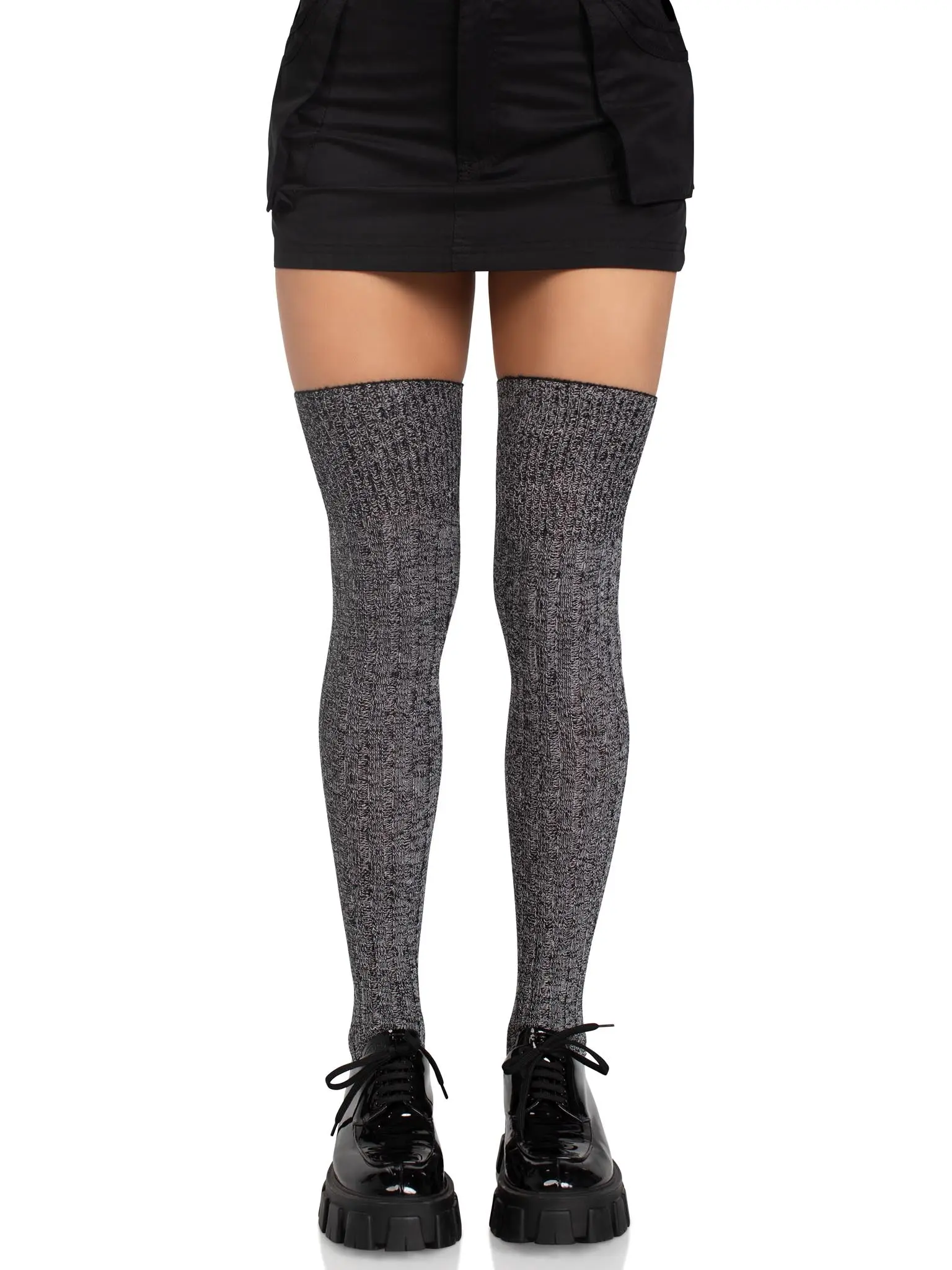 Women's Soft Thigh-High Socks in a Classic Heather Ribbed Knit, Warm Hosiery with Stretch and a Reinforced Toe for Winter, Comfortable, Stockings, Fabric, Pair, Ribbed Look, Durable, Do Not Bleach, Drip Dry