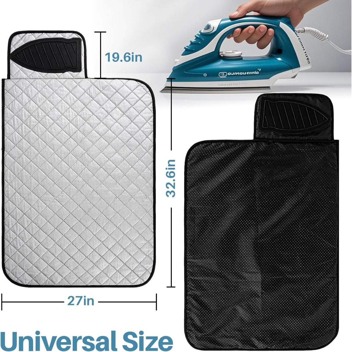 Magnetic Ironing Mat - Portable Ironing Board for Table Top, Home, Laundry, Travel, Office, RV