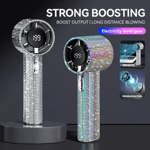 Full Diamond Luxury Craftsmanship Portable Handheld Fan,The wind speed is strong, Rechargeable Long Battery Life Hand Fan With Digital Display For Outdoor Activities,  Wonmen's gift, Travel
