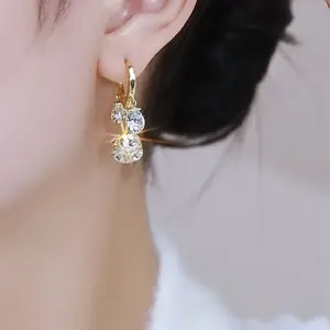 LisiZen Elegant Sparkling Rhinestone Ball Earrings New Trendy Unique Design Fashionable Studs Ear Accessories DZED0730