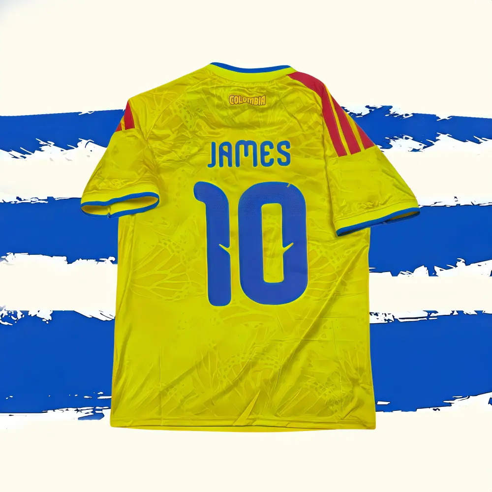 2026 James 10 Yellow Soccer Jersey with Red and Blue