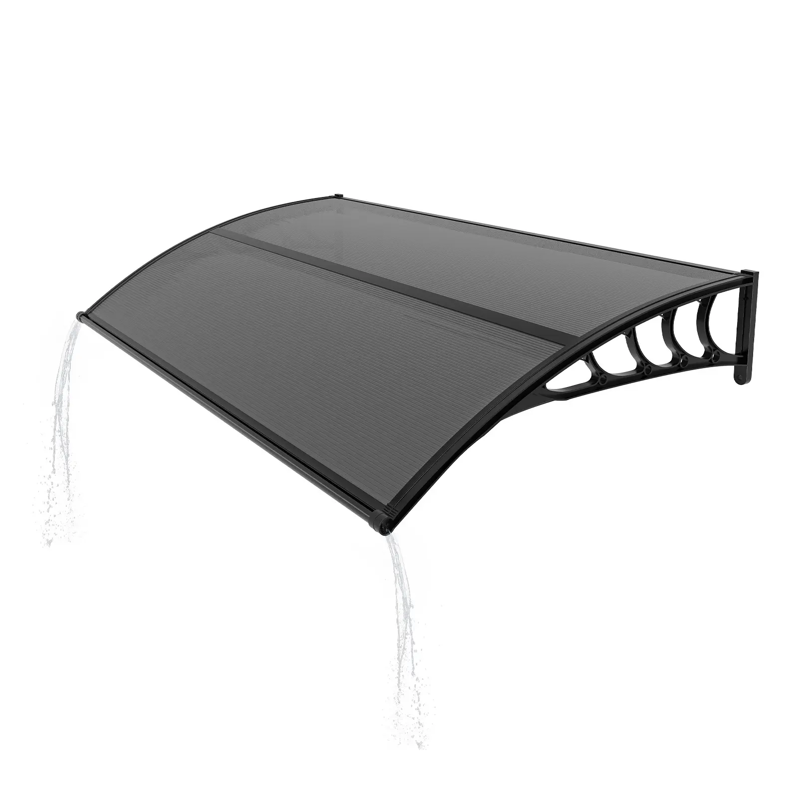 40×60in Sturdy Rectangle Outdoor Door Window Awning - Black PC Panel, Black ABS Support Bracket with Integrated Drainage Groove, 8.4 lbs All-Weather Rain UV Snow Protection Porch Canopy for Doors, Abs Bracket Size: 100X28x5.5 Cm