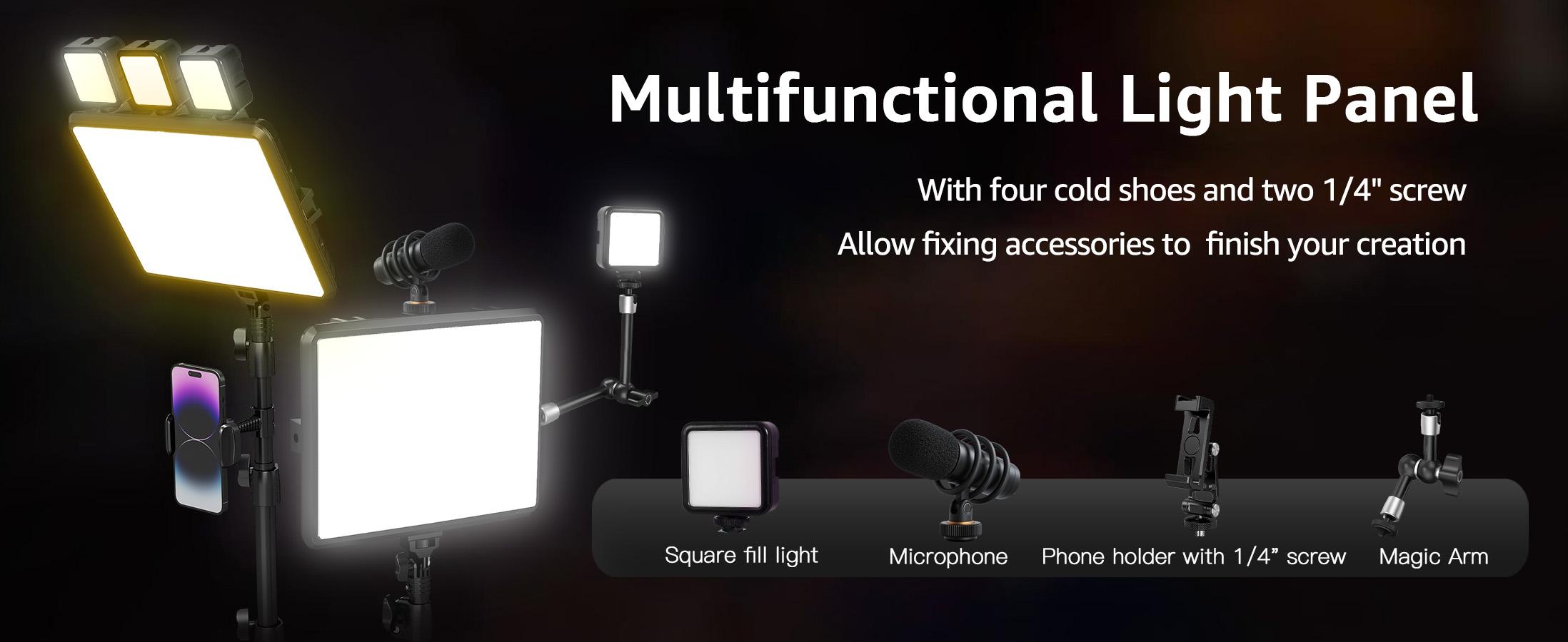 NiceVeedi Studio Light 2-Pack LED Video Light Kit with Tripod Stand & Phone Holder, 2800-6500K Dimmable, 73" Stream Light for Video Recording NiceVeedi Studio Light 2-Pack LED Video Light Kit with Tripod Stand & Phone Holder, 2800-6500K Dimmable, 73" Stream Light for Video Recording