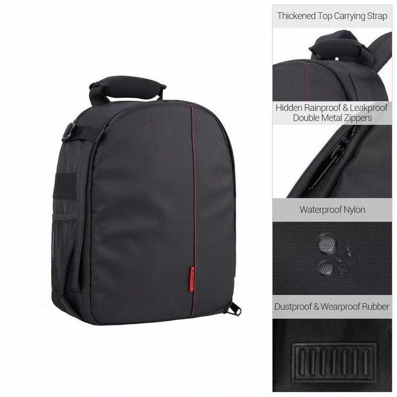 Waterproof Camera Backpack for Canon, Nikon & Sony DSLRs | Adjustable, Portable & Durable Shoulder Bag with Protective Sponge & Flash Memory Pockets & Smartphone
