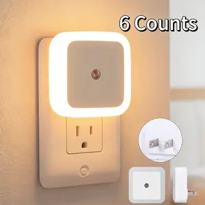 6-Pack LED Night Lights, Dusk to Dawn Auto-On/Off, Plug-in Night Lights for Kids' Room, Bedroom, Bathroom, Baby Nursery, Stair Lights, Hallway Light, Soft Warm White Bright Nightlight