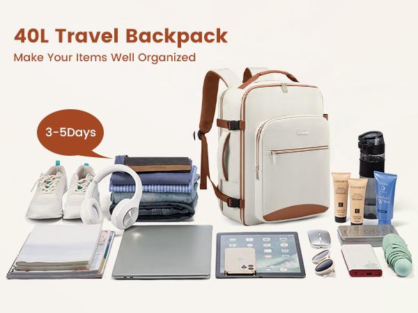 LOVEVOOK Colorblock Carry-On Travel Backpack with 3 Packing Cubes and Laptop Compartment - Personal Item,TSA-Friendly, Travel Essentials, Airline Approved Travel Bag for Hiking, Weekend, SpringStatements