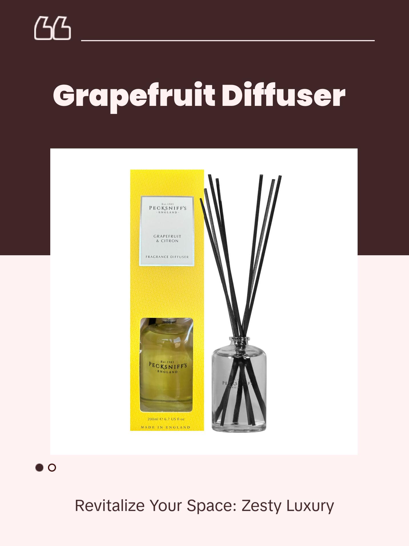 Pecksniff's Classic Reed Diffuser Set | Grapefruit & Citron Scent, Fresh and Zesty Fragrance Reed Diffusers for Home Office Decor | 200ml/ 6.7 fl oz