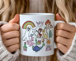 Funny Penis Mug 11 oz Psychedelic Art Coffee Cup Colorful Surreal Illustration Cheeky Adult Humor Gift