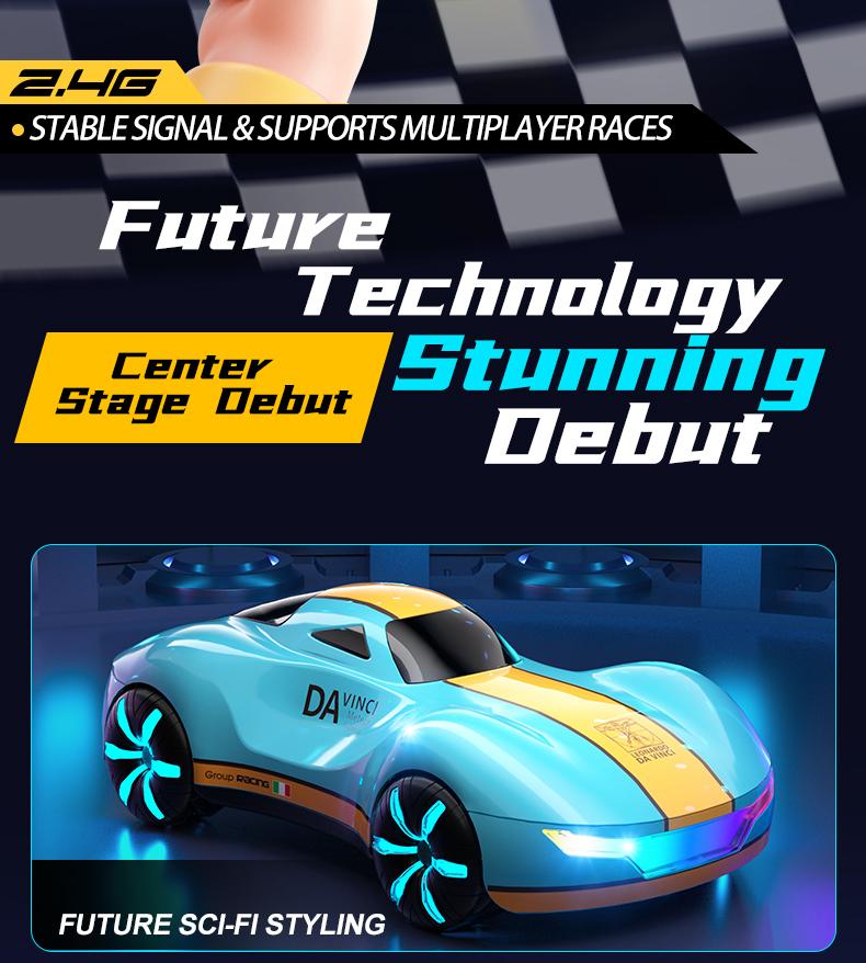 Drift Car with High - Speed 32+ km/H 2.4G Stable Remote Control - Interactive Music, Spray & LED Lights, Durable ABS, 360° Moves, Perfect for Kids Gift, Birthday & Christmas Gift